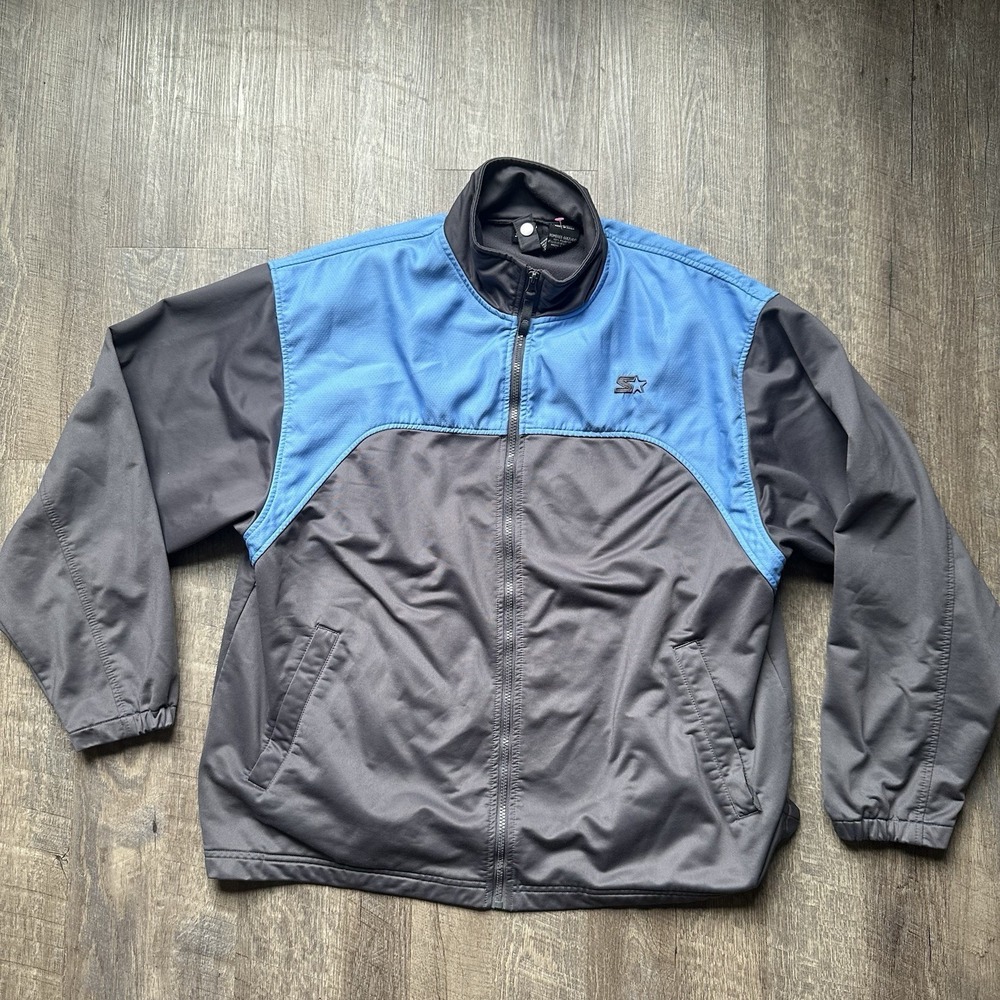 Vintage Starter Full Zip Blue/White‎ Collared Track Jacket Men's Size Large
